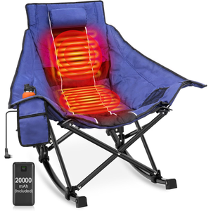 Suteck Heated Rocking Camping Chair, Rocker Camp Chairs with Power Bank