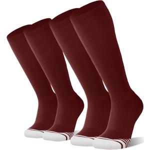 FITRELL 2/3 Pack Baseball Soccer Softball Socks for Kids Youth Men & Women Over-the-Calf Knee High Socks (Multiple Colors) (Small)