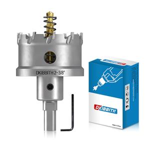 DKIBBITH TCT Hole Saw 2-3/8"(60mm) Heavy Duty Tungsten Carbide Tipped Hole Cutters for Stainless Steel, Copper, Iron, Brass, Plastic with Titanium-Plated Pilot Drill Bits.