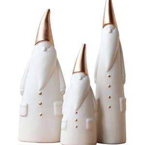 Ceramic Santa Claus Statue, Cute Statues, Father Christmas Figurines for Home Desk Shelf Decor/A Set of 3pcs (Father Christmas/A Set 3pcs) (White)