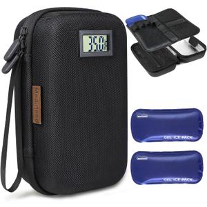 Insulin Cooler Travel Case TSA Approved, Temperature Display Medicine Travel Cooler, Refrigerated Medicine Organizer Patent Pending, Diabetes Case with 2 Reusable Ice Packs (Black) Insulin Cooler Travel Case TSA Approved, Temperature Display Medicine Travel Cooler, Refrigerated Medicine Organizer Patent Pending, Diabetes Case with 2 Reusable Ice Packs (Black)