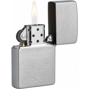 Zippo Classic Brushed Chrome Pocket Lighter - Windproof & Refillable Flip-Top Metal Lighter - Everyday Use Pocket Lighters - Luxury Lighters Made in USA