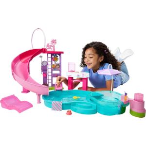 Barbie Dream Pool Playset with 6 Play Areas, Including Slide & Bubbling Hot Tub, Plus 20+ Accessories Like Pet, Floaties & More, 1-pack