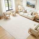 SHACOS 8x10 Large Area Rugs for Living Room Beige Solid Color Soft Fluffy Rug for Bedroom Non Slip Washable Indoor Mat Floor Carpet for Kids Room Nursery Office, High-Low Pile Boho Modern Rug, 810