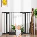 Cumbor 29.7-40.6" Baby Gate for Stairs, Baby Essential Safety Gate, Mom's Choice Awards Winner-Dog Gate for Doorways, Pressure Mounted Auto-Close Pet Gates for Dogs Indoor, Durable Child Gate, Black (29.7-40.6"W x 30.5"H)