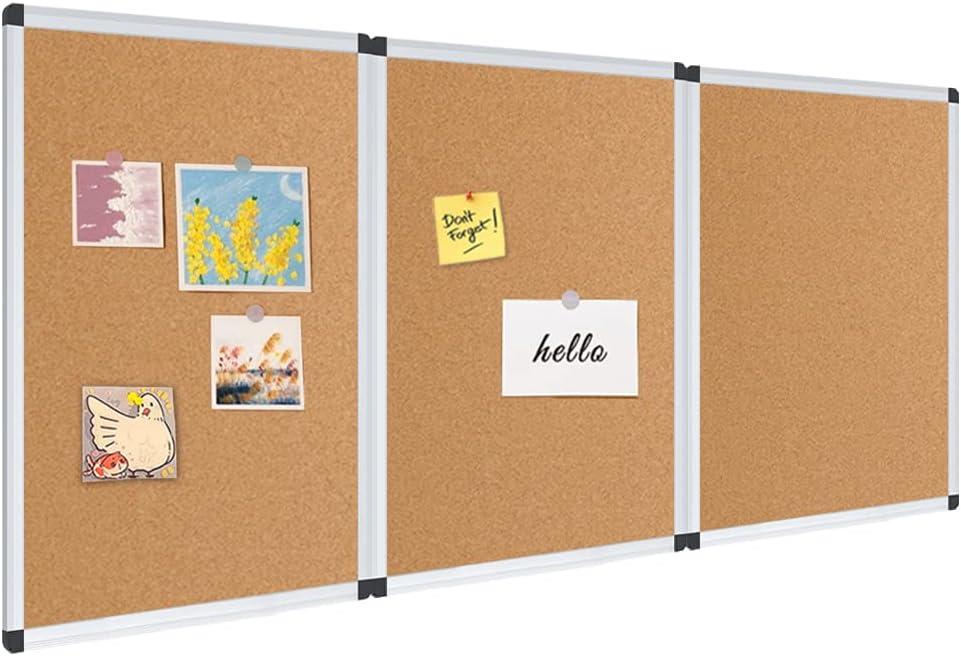 VIZ-PRO Cork Notice Board, 24 X 18 Inches, 3 Pack, Silver Aluminium Frame