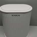 1.8 Gallons Small White Bathroom Trash Can with Lid, Slim Bathroom Garbage Bin, Removable Liner Bucket, Dog Proof Trash Can with Pop-Up Lid for Bedroom,Toilet