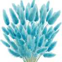 17 Natural Bunny Tails Dried Flowers, 120 Pcs Dried Lagurus Ovatus, Dried Foxtail Grass for Home Arrangements Wedding Centerpieces Boho Baby Shower Party Decorations (Teal Blue)