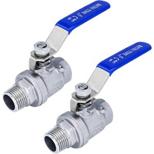 Ball Valve 1/2" ,1/2" Full Port Stainless Steel Ball Valve 304 NPT Water Valve, 1/2 inch Shut Off Valves for Oil and Gas with Blue Locking Handles 1000 WOG (1/2 inch, 2 pack)