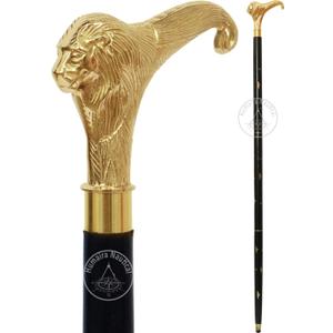 Humaira Nautical Solid Brass Lion Head Handle Wooden Walking Stick Cane Vintage Designer Handmade