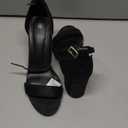 COASIS Women's Chunky Block Heels Open Toe Ankle Strap 3.5 Inch Heeled Sandals, Black Glitter US 8.5