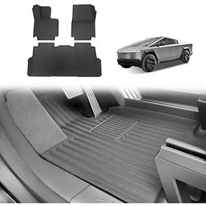 All Weather XPE Floor Mats Compatible with Tesla Cybertruck 2025 2024, Pickup Truck Accessories, Heavy Duty Non-Slip 3D Pattern Waterproof Protect Floor, Set of 