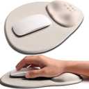 Palm-Rest and Wrist-Hugging Mouse Pad Wrist Rest, Ergonomic Wrist Support with Curve Fitting Cushioned Memory Foam for Carpal Tunnel Pain Relief, 9.9 x 8.3 Inch, Love of Apricot White