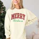 LUKYCILD Christmas Vibes Sweatshirt Women Merry Christmas Shirt Xmas Long Sleeve Shirt Winter Holiday Sweatshirts (L)