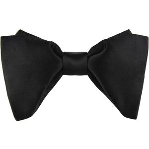 Mens Silk Oversized Bowtie Formal Tuxedo Big Bow Ties (Black)