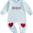 Baby Girl Boy Outfit Be Mine Embroidery Romper Palid Love Heart Jumpsuit Sweet Cute Fall Clothes 3-6 Month