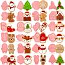Roshtia 24 Pieces Christmas Cookie Cutters Stamps Mini Embossing 3D Plastic Cookie Stamps Snowman Santa Christmas Tree Reindeer Baking Mold for Xmas Winter Birthday Party Supplies