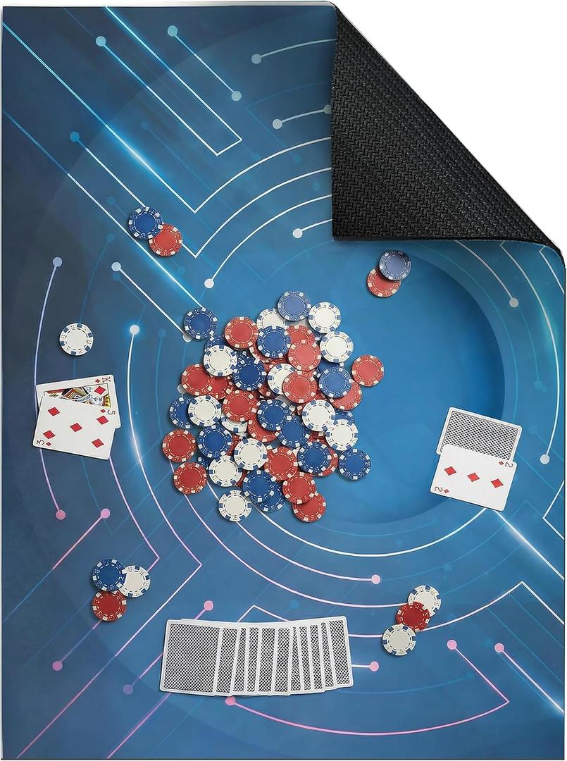 Board Game Mat for Table 31 x 55 Inches, Waterproof Neoprene Gaming Playmat for Mahjong, Poker, Board Games, Card Games, Tile Games,Dominoes & RPG–Large Portable Table Cover (Glitter Purple)