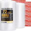 Bubble Cushioning Wrap Roll, Sumono 12 Inch x 72 Feet Total [2 Rolls of 36 Feet] Bubble Roll Perforated 12 Inch Included 20 Fragile Sticker Label