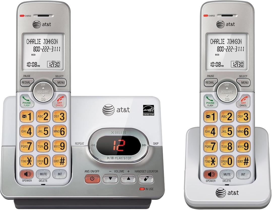 AT&T EL52203 2-Handset Cordless Phone System with Caller ID/Call Waiting - DECT 6.0 - Upto 14 Minutes Recording Time