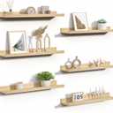 upsimples Floating Shelves for Wall, 23.6 Inch Shelves for Decor Storage Set of 6, Wall Mounted Wood Shelf for Bedroom, Living Room, Bathroom, Kitchen, Long Picture Ledge Shelves, Natural