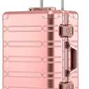 All Aluminum Carry On Luggage 22x14x9 Airline Approved，Zipperless Luggage Premium Aluminum Suitcase Luggage, Hard Shell Carry On Luggage with Spinner Wheels (Rose Gold, 20inch)