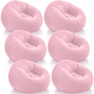 Realspring Inflatable Bean Bag Chairs Outdoor Blow up Camping Chairs Inflatable Lazy Sofa Folding Portable Bean Bag Loungers Couch for Movie Night (Light Pink, 6 Pcs)
