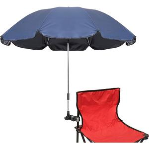 GRANDMEI Chair Umbrella with Universal Clamp,46 inches UPF 50+ Clip on Parasol for Patio Beach Chairs Wheelchairs Golf Carts (Dark Blue)