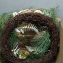 Artificial Christmas Wreath for Front Door - 24 Inch Winter Wreaths Gold Poinsettia with Pine Cones & Ornaments Faux Greenery Wreath for Wall Window Porch Farmhouse Home Holiday Indoor Outdoor Decor