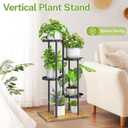 iDavosic.ly 4 Tier Plant Stand Indoor Outdoor, Tiered Corner Multiple Flower Pot Holder Shelf, Metal 30 Inch Tall Display Rack for Patio Porch Living Room Garden Balcony, Modern Black & Rustic Brown