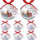 Soulchen 8 Sets Clear Plastic Fillable Ornaments 3.54 Inch Ornament Balls with Merry Christmas Tags Ribbon Raffia for Xmas Personalized Gifts DIY Holiday Decorations