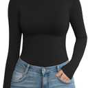 MANGOPOP Women's Mock Turtle Neck Long Sleeve Shirts Fitted Fall Winter Undershirt Tight Tops Slim Fit Basic Tee Size XL