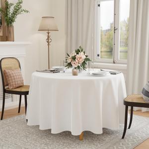 GFCC 96 Inch Round Tablecloth - Round Polyester Tablecloth Round Table Cover Table Cloth for Event Wedding Birthday Party Banquet Restaurant, White (13.4" (Round))