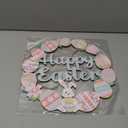 Easter Decorations Wooden Bunny Easter Wreath for Front Door Decor, Bunny Eggs Wood Wreath Decoration, Farmhouse Easter Decoration Welcome Door Wreath for Outdoor Indoor Window Hanging Decor