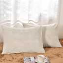 PHF Truly Velvet Pillowcases Standard Size, No Insert, 2 Pack Ultra Soft Breathable Pillow Shams Covers with Envelope Closure, 20" X 26" Luxury Cozy Warm Fuzzy Flannel Pillow Cases, Sand