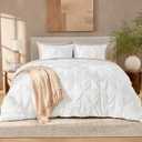 Andency White King Size Comforter Set(104x90Inch), 3 Pieces Cute Soft Pinch Pleat Bedding Comforters & Sets, All Season Lightweight Down Alternative Bed Set for Men Women