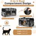 Expandable Extra Large Cat Carrier for 2 Cats, Double Cat Travel Carrier Bag with Litter Box, Foldable Breathable Soft Sided Pet Dog Carrier with Divider for Car Travel, Outdoor & Vet Visit