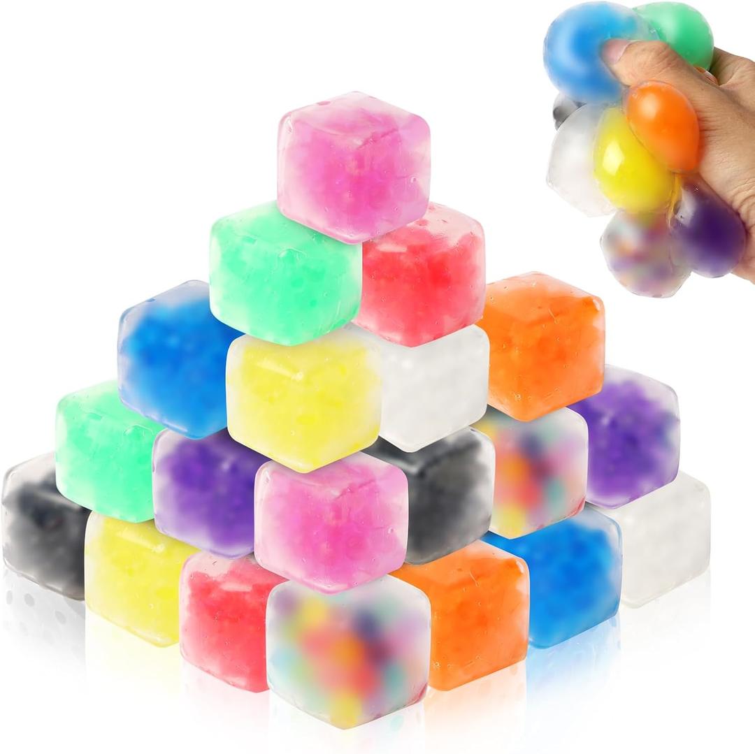 20 Pack Squishy Stress Cubes Fidget Toys, Squishy Ball, Squishy Fidget Toys for Anxiety Relief, Squeeze Balls for Adults, Party Favors, Birthday Gifts, Goodie Bag Stuffers