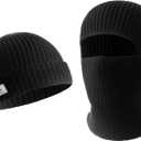 Skull Balaclava Face Mask 2 in 1 Winter Black Ski Mask Full Face Cover and Beanie Hats for Men