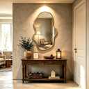 Irregular Wall Mirror, Asymmetrical Gold Bathroom Wavy Mirror