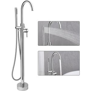 Freestanding Tub Faucets, Floor Mount Free Standing Tub Faucet, Brass Tub Filler, Freestanding Bathtub Faucet Shower Mixer Tap, Chrome