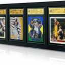 Acrylic 4-Card Graded Card Display Case with Magnetic Front, Wall-Mounted or Desktop Slab Display Frame, Clear Dust-Proof PSA Card Display Stand with Black Base, 15.2" x 6.7"