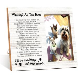 Pet Memorial Photo Frame - Waiting At The Door Dog Wooden Tabletop Picture Frame - Sympathy Memorial Gifts For Loss Of Dog Cat Owner - In Loving Memory Frame Favors -72