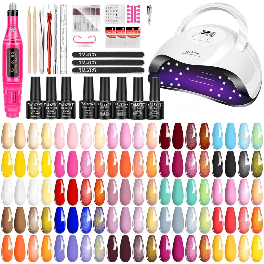 Nail Polish Kit with UV Light 25 Colors Gel Polish Starter Kit (Black)