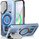 Camera Stand Case for Galaxy S24 FE, [Compatible with MagSafe][Lens Cover] 2024 Version Military Grade Protective Soft Case for Samsung Galaxy S24 FE 6.7" Men Women, Blue