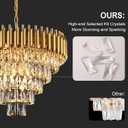 AXILIXI Modern Crystal Chandelier Gold, 24" Round Chandeliers for Dining Room K9 5 Tiers Ceiling Pendant Light Fixtures Golden Large Raindrop Flush Mount Chandelier for Foyer Living Room Staircase