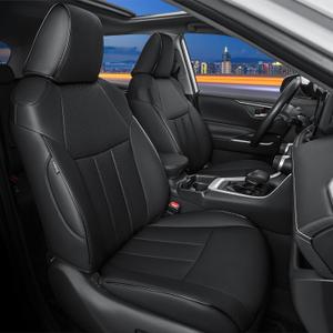 RAV4 Full Coverage Car Seat Cover for Toyota RAV4 2019 2020 2021 2022 2023 2024 2025 Hybrid (Not for 2019-2025 Hybrid/Prime SE,XSE)-Premium Leather,All-Around Protection-Black