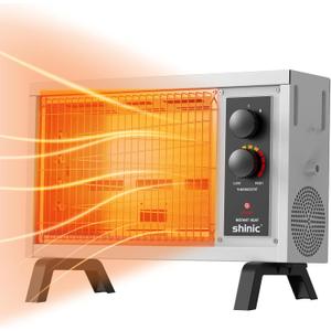 Shinic Radiant Heaters for Indoor Use Large Room, 1500W/750W Fast Heating Electric Heater with Thermostat, with Handle, ETL Listed, for Living Room Garage, Workshop, Warehouse - Grey
