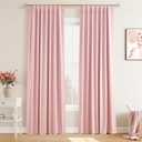 Joywell 100% Blackout Linen Curtains 84 Inch Long for Girls Bedroom Nursery Pink Black Out Curtain Rod Pocket Back Tab Thermal Insulated Drapes for Kids Baby Room Window 2 Panels,52 x 84