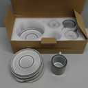 famiware Star Coffee Mug Set and Salad Bowls, Service for 4 (8 Pieces) - Stoneware Dinnerware Dishes, Blue Grey